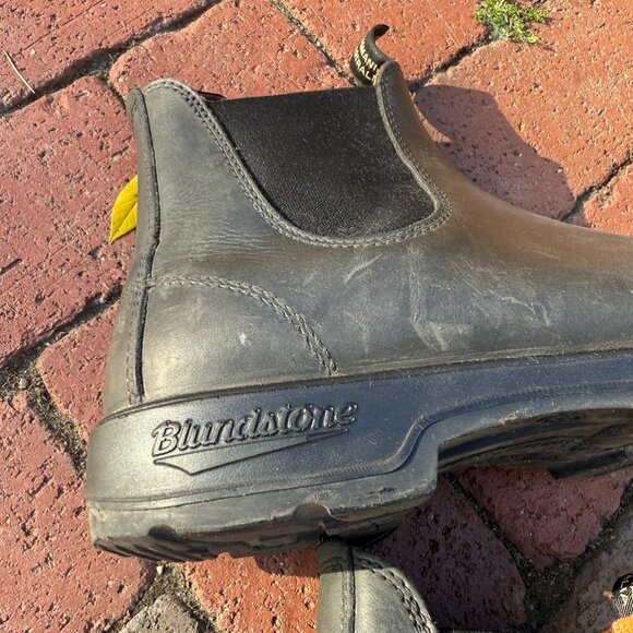 Men's US 12M AU11 Blundstone Leather Rustic Black/Gray #587 Chelsea - Picture 7 of 9